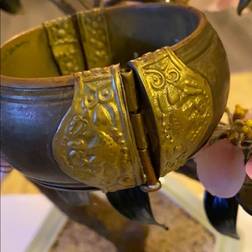 Antique Solid Brass Engraved Bracelet - image 3